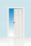 White Open Door with Blue Walls